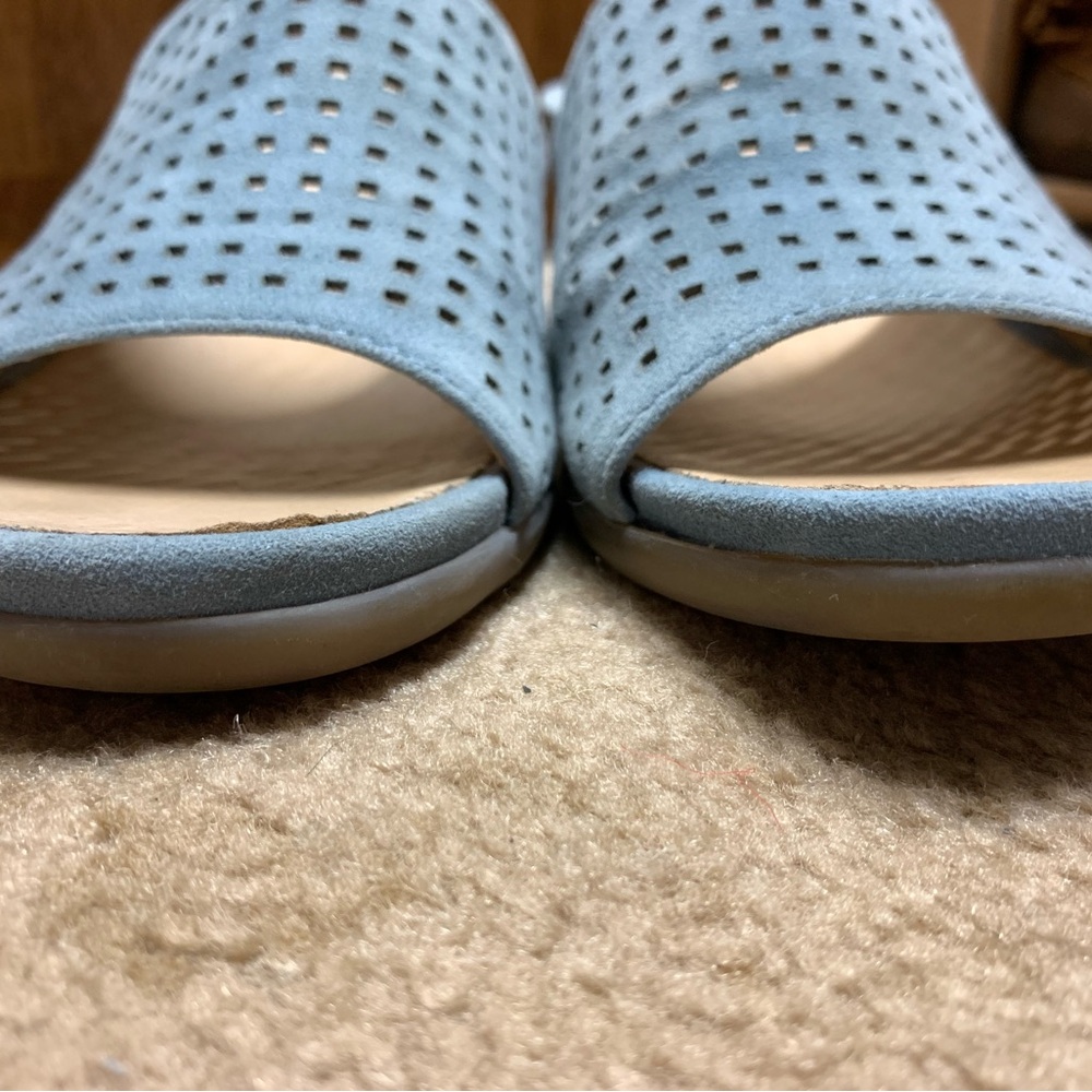 Earth Perforated Blue Suede Mules - Picture 4 of 8